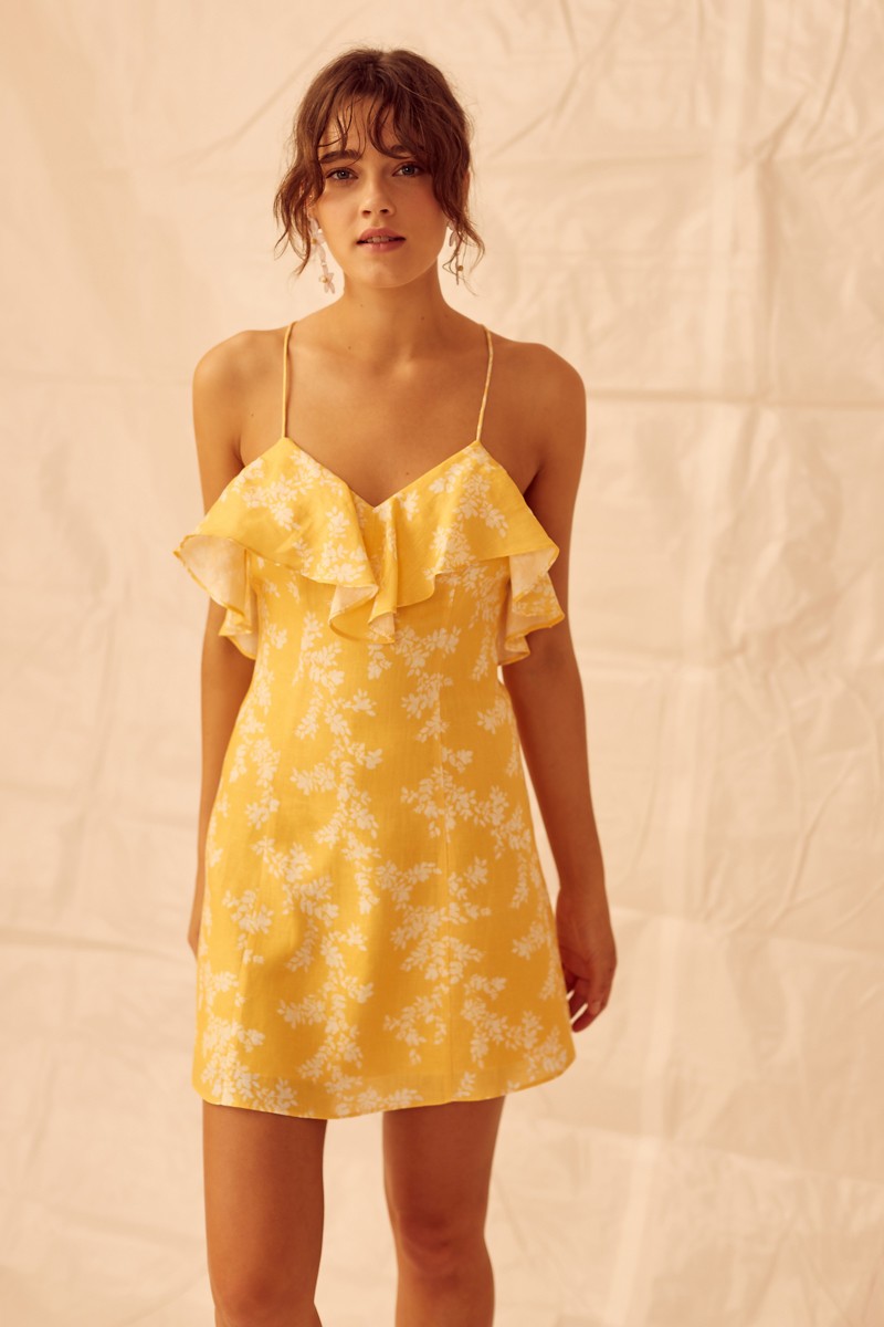 Fallen Mini Dress Golden Floral