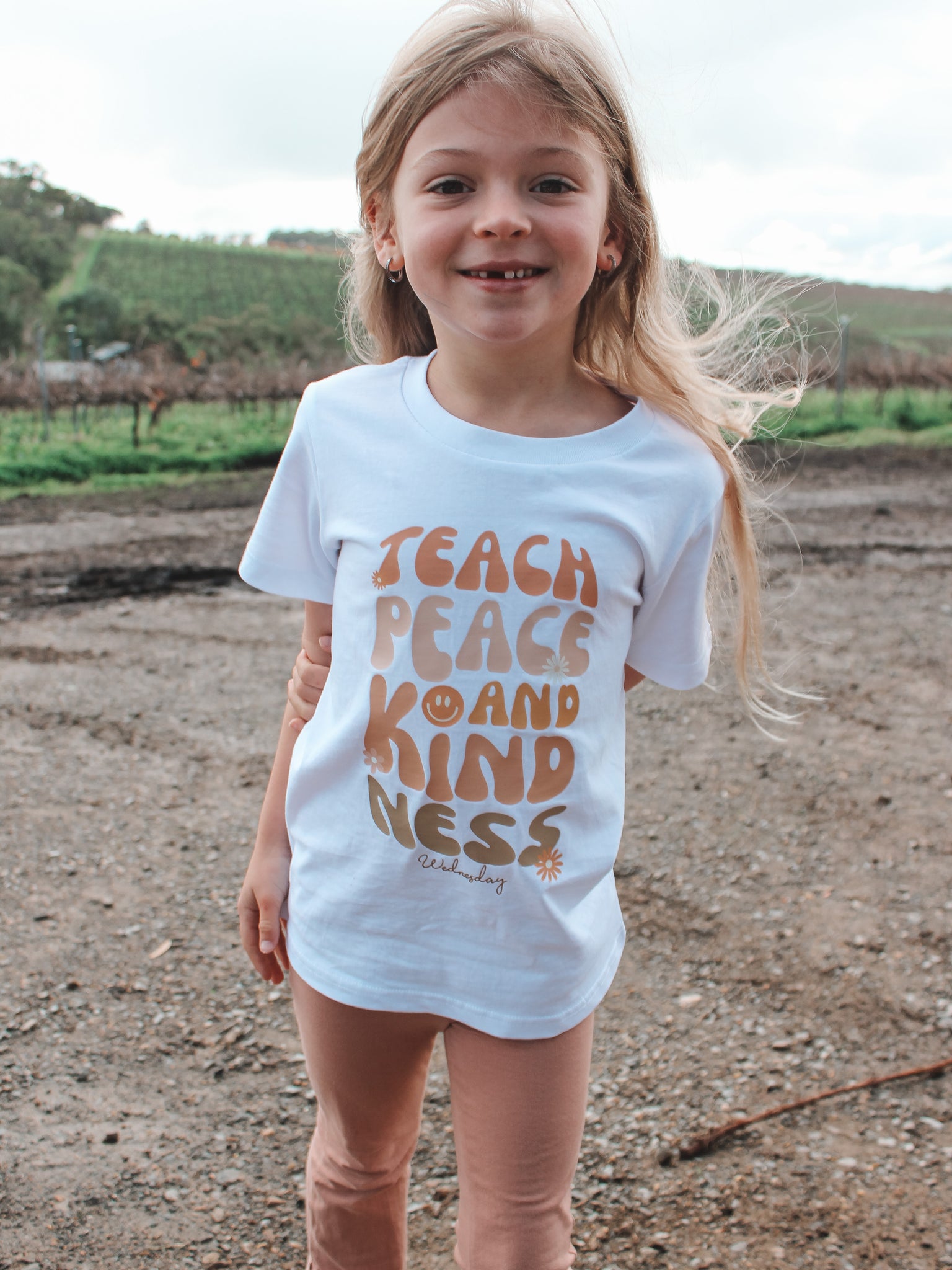 Kids Staple Tee - Teach Peace Neutrals