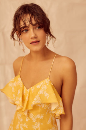 Fallen Mini Dress - Golden Floral The Wednesday Collective Fallen Mini Dress - Golden Floral The Wednesday Collective