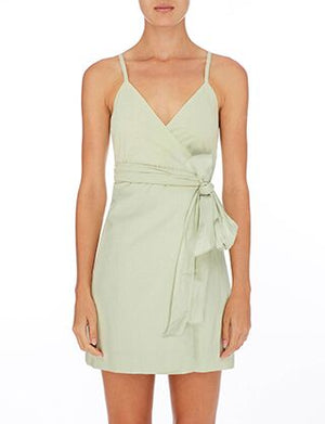 Albion Linen Wrap Dress - Green